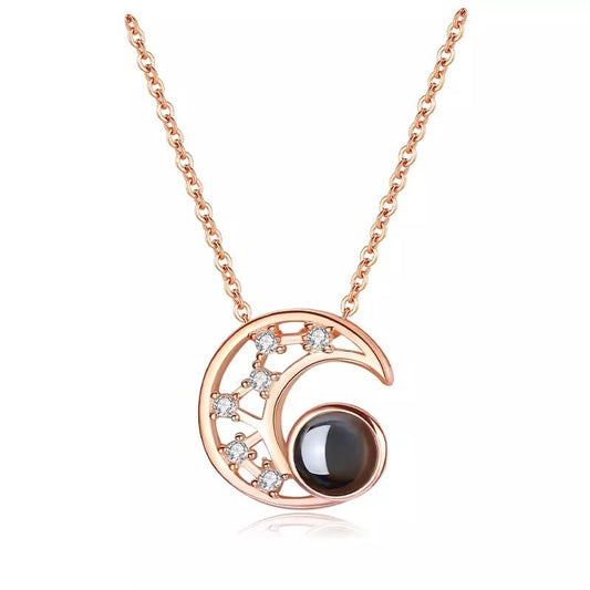 Star moon projection necklace